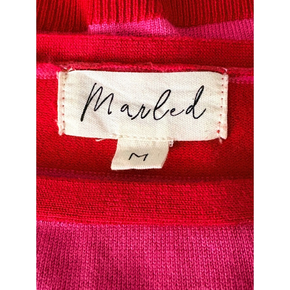 Marled Red & Pink Striped Sweater with Embroidered Raised Love Heart- Size M - Picture 4 of 6